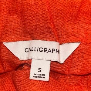 Calligraph Orange Straight Leg Pants